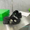 2022 new fashion Slipper Luxury Women Sandals Designer Heels Slides Sliding Thick Sole Green Famous Brand Pantoufle