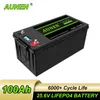 Bateria Aunen 24V 100AH ​​LIFEPO4 é adequada para o inversor à prova d'água de carrinho solar de golfe