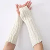 Knee Pads Women Winter Warm Wrist Arm Hand Warmer Knit Long Fingerless Elbow Gloves Mitten