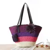 Abendtaschen Schöne gestrickte Strohtasche Sommer Blume Böhmen Mode Damen Handtaschen Farbstreifen Schulter Strand Große Tasche