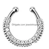 Näsringar Studs Ring Crystal Hoop Body Piercing Jewelry Fake Septum Clicker Non Hanger Clip on Women 248 Drop Delivery DHA73