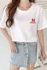 Polos Femme Design Sense T-shirt Manches Courtes Femme Été Ins Super Lettre Broderie Top Blanc Moitié Mode