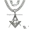 Pendanthalsband Sier Tone Mens Rostfritt stål Masonry Mason Chain Halsband N282361 Drop Delivery Jewelry Pendants DHWS0