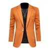 Męskie garnitury 2022 Przyjazd Autumn Orange Blazery dla mężczyzn Slim Fit Groom Wedding Sept Juą