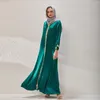 Ethnische Kleidung, große Größe, arabische Stickerei, Pailletten, langärmelig, V-Ausschnitt, lässig, locker, elegant, Robe, muslimisches Ramadan-Gebet