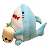 Poupées en peluche ours blanc requin chat en peluche Animal en peluche oreiller tasse thé au lait Boba peluche poupée cadeaux d'anniversaire