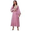 민족 의류 무슬림 여성 자수 드레스 Abaya Dubai Turkey Kaftan Ramadan Eid Mubarak Djellaba Femme Abayas Arab Robe Islam Gown