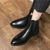 Chelsea bottines hommes noir marron affaires bottes courtes pour hommes avec des chaussures faites à la main Zapatos Hombre grande taille 47 Da012