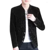 Men's Suits Autumn And Winter Business Banquet Men Gold Velvet Suit 2022 Prom Party Dress Jacket Size 3XL-S Slim Fit Non-iron Blazer