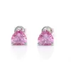 Stud Earrings Customized Silver 925 White Gold Plated Moissanite Earring Pink Color 6.5mm Heart Cut Women