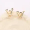 20style Mixed 18K Gold Plated Designers V Letters Stud Geometric Famous Women 925 Silver Crystal Rhinestone Orecchino Wedding Party Jewerlry Gift