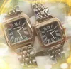 Casal Womens masculino simples Roman Square Dial observa Quartz Movem