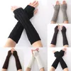 Knee Pads Women Winter Warm Wrist Arm Hand Warmer Knit Long Fingerless Elbow Gloves Mitten