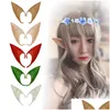 Festmasker Dekoration Latex Spetsiga False Eary Fairy Cosplay Maskeraddräkt Accessoarer Angel Een Elf Ears Po Props Adt Kids Hal Dhi2U