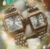 Tv￥ n￥lar Simple Dial Watch Women Men Square Roman Japen Vk Quartz Movement Rostfritt Steel Couples Style Classic Vintage Chain Armband Wristwatch
