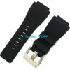 Jawoder Watchband 24mm جديد عالي الجودة نطاقات الساعات الفولاذ المقاوم للصدأ الفولاذ الفضة سوداء الغوص حزام مطاط السيليكون ل Br204W