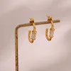 Pendientes de aro con incrustaciones de circ￳n de acero inoxidable de acero inoxidable joyas de alta calidad chapadas en oro de 18 quilates para mujeres para mujeres