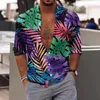 Men's Casual Shirts Fashion Men Shirt Tropical Floral Printing Lapel 2022 Long Sleeve Streetwear Camisa Masculina Button Blouse Leisure Tops