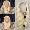 Gorące koronkowe peruki 613 FALE Body Front 30 -calowe dla czarnych kobiet Brazylijskie włosy 13x6 HD przezroczysty miód blondynka ludzka 221216