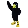 Long Fur Black Bird Mascot Costume Crow Cartoon Party Clothing Fancy Dress Character Carnival Halloween Xmas Parade Suit