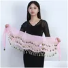 Belly Chains Dance Women 83 Gold Coins Three Layers Chiffon Hip Scarf Indian Dancing Colorf Waist Chain Red Purple Yellow 6 Dhgarden Dhnmx