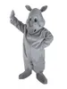 Grijze neushoorn mascotte kostuum harige ox zachte korte pluche jumpsuit Halloween Christmas snijpop kleding kledingpak