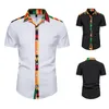 Camisas casuais masculinas 2022 Personalidade masculina Manga curta Africano Premento Patchwork Botão tradicional