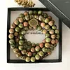 Lien Bracelets MG1366 Naturel Sud-Africain Unakite Perlé Bracelet Arrivée Gorge Chakra 108 Mala Spiritual Healing Jewelry