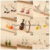 Ciondola Lampadario Orecchini divertenti Foglia acrilica Arancione Violino Luce Bb Drink Ciondolo orecchino per le donne Regalo per bambini Gioielli all'ingrosso Dr Dhayp