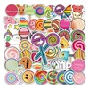 Embrulho de presente 50pcs Candy Ranbow Lollipop adesivos para notebooks de guitarra de artigos de papelaria no bloco de recados