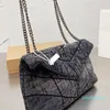 designer Chain Messenger Bag Shoulder Purse Handbags Denim Canvas Fashion Gold Silver Hardware Letter Hasp Cross Body bags 11