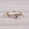 Anello a cuore per donna Anelli con pietre preziose 6 7 8 9 10 Solitario in oro argento Matrimonio Fidanzamento Regali di compleanno