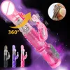 Kosmetyki Dildo Rabbit Vibrator dla kobiet 360 teleskopowy stymulator łechtaczki dorośli seksowna zabawka masturbator żeński sklep masażerski