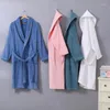 Ropa de dormir para mujer, bata de baño de toalla sólida, bata de invierno gruesa con cuello en V para mujer, Kimono de manga larga, ropa de noche para pareja