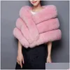 Foulards d'hiver Femmes Fausse Fourrure Longue Châle Étole Wrap Shrug Écharpe De Mariée Mariage Élégant Pashmina Chaud Femme Gilet Manteau Manteau Dro Dhxaz