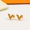 Luxury Designer Women Stud Earrings Classic Letter 18K Gold Girl Valentines Day Love Gift 316L Stainless Steel Earring Jewelry 3 Colors Gift QQ