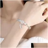 Bangle 999 Sterling Sier Justerbara kvinnor Eleganta smycken SL209 Dreamcatcher Tassel Feather Round Bead Charm Armband för Drop Deliv Dhjoh