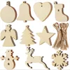 Decorazioni natalizie 10pcs Ornamenti per alberi in legno non finiti con fori Tag artigianali in legno fai-da-te appesi