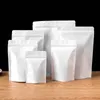 100 -stcs/set afdichtbare zakken witte kraft papieren zak opstaan ​​ritssluiting met ritssluiting hersluitbare voedselverpakkingszak met raam