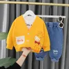 Baby Boy Kleding Herfst Kapmantel T-shirt broek 3 stks Kever Gedrukt Peuter Kinderkleding Set Jongens outfits