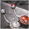 Navel Bell Button Rings Double Zircon Ring 316L Stainless Steel Belly Rose Gold Colorf Fashion Body Jewelry 3 2Dl Q2 Drop D Dhgarden Dhkpm