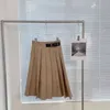 Skirts designer Early autumn new classic A-line triangular leather belt decorative pleated long skirt 62NH