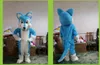 Vuxna Long Fur Furry Husky Dog Mascot Costume Blue Wolf Fox Fursuit Tecknad karakt￤rskl￤nning Halloween Xmas Parade Suits