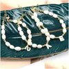 Charm Bracelets 5Pcs Natural Freshwater Pearl Beads Handmade Beaded Letter Shell Charms Bracelet Women 2022 Girl Jewelry Drop Deliver Dhtus