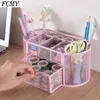 Organizador de mesa de metal com 9 células, grande capacidade, malha, caneta, artigos diversos, suporte para crachá, caixa de armazenamento, papelaria, escritório