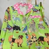 Hemkl￤der Autumn Silk Sleepwear Green Cartoon Print Women Pyjamas St￤ll l￥ng￤rmad 2 st med byxor Satin Cardigan kl￤der kvinnliga
