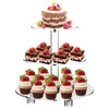 Outils de cuisson Dessert Stands Rond Acrylique 3 Tier Cupcake Stand Holder Cup Cake Tower Plateau de service à plusieurs niveaux pour Cupcakes Donuts Fruits