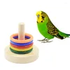 Autres fournitures d'oiseaux Perrot Plate-forme en bois Plastics Rings Intelligence Training m￢cher Puzzle Toy Pet Supply