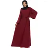 Etniska kl￤der Pakistan Muslimsk kvinna Long Robe Turkiet Islamiska f￶r Lady Modest Belt Dress Mellan￶stern varm Abaya Autumn Winter