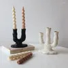 Mum Tutucular Cutelife Nordic Siyah Reçine Candlestick Doğum Günü Partisi Kokulu Tutucu Vintage Masa Ev Dekorasyon Düğün Stand